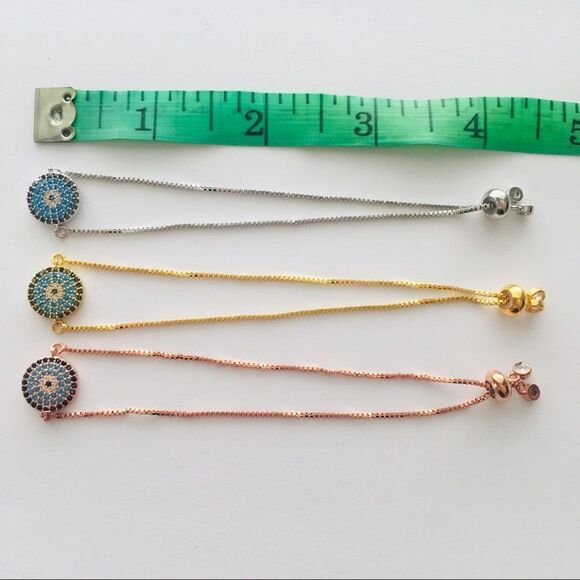 Evil Eye Pave CZ Adjustable Bracelets NWT - Picture 6 of 6